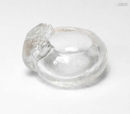 A FINE ROCK CRYSTAL 'CHILONG' BRUSH WASHER Mid Qing Dynasty