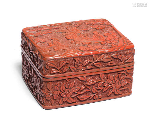 A CARVED CINNABAR LACQUER BOX AND COVER Late Ming Dynasty