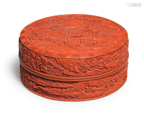 A RARE AND LARGE CARVED CINNABAR LACQUER BOX AND COVER Qianl...