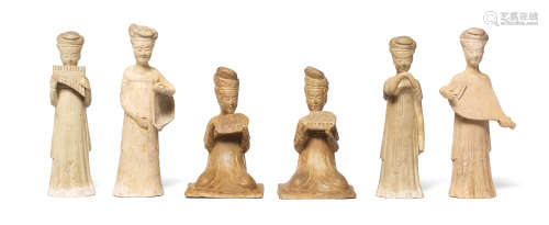 SIX POTTERY FIGURES OF LADIES Sui/early Tang Dynasty