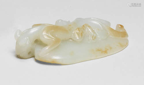 A WHITE AND RUSSET JADE 'CHILONG' PENDANT 18th century