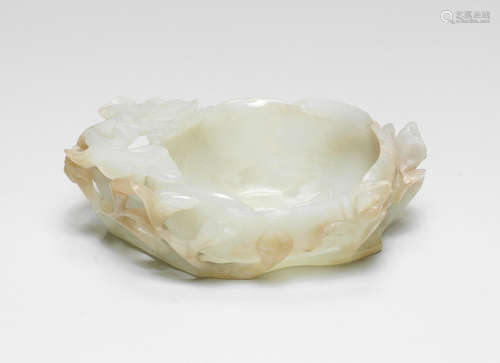 A PALE GREEN JADE 'MAGNOLIA' BRUSH WASHER Ming Dynasty