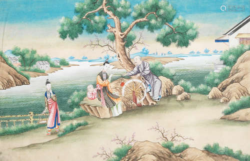 A LARGE CHINESE EXPORT PAINTING 19th century