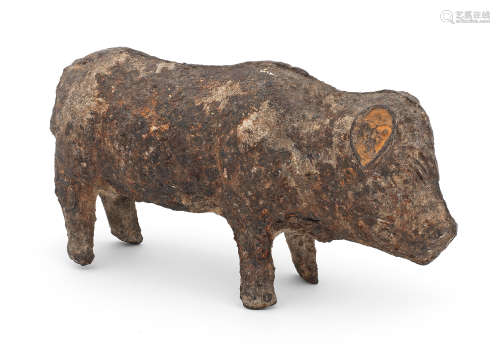 A RARE AND LARGE IRON MODEL OF A PIG Tang Dynasty