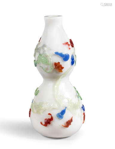 A RARE THREE-COLOUR-OVERLAY GLASS 'DOUBLE-GOURD' VASE Qianlo...