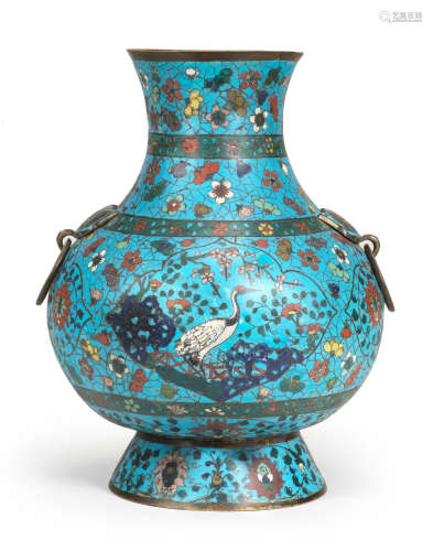 A CLOISONNÉ ENAMEL VASE, HU Late Ming Dynasty