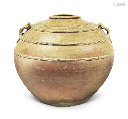 A LARGE YUEYAO GLOBULAR JAR Han Dynasty/Three Kingdoms