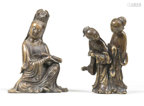 AN UNUSUAL BRONZE 'QIAO SISTERS' GROUP 17th century