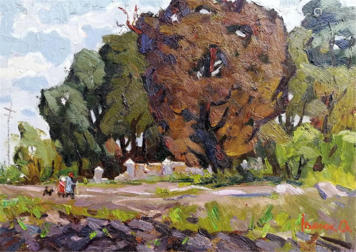 NO RESERVE Oil painting Square of the manor Kalenyuk