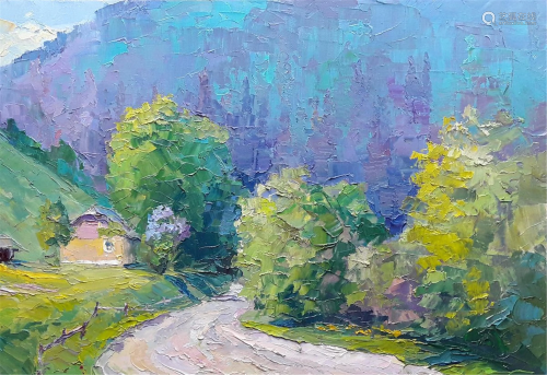 NO RESERVE Oil painting Road in the mountains Serdyuk