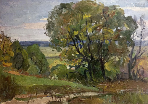 Oil painting Forest landscape