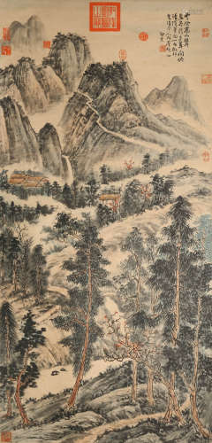 A Chinese Landscape Painting Scroll, Shi Xi Mark