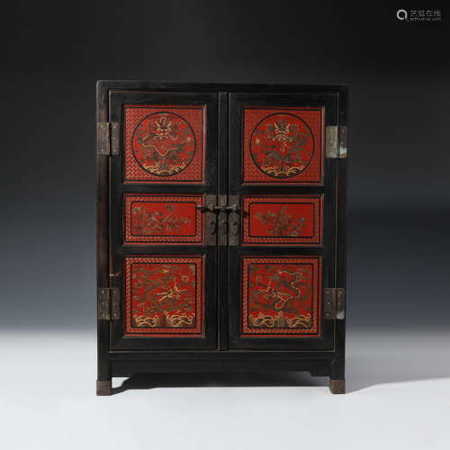 A Carved Sandalwood Dragon Cabinet