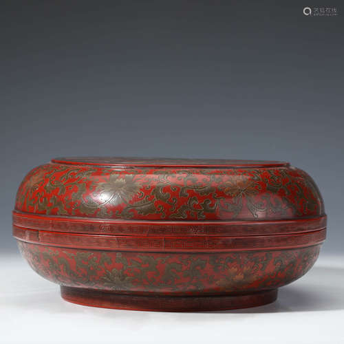 A Lacquerware Dragon Circular Box And Cover