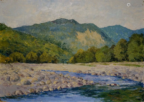Oil painting Mountain landscape