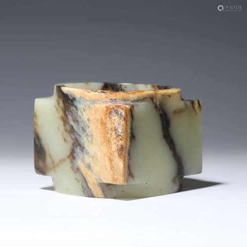 A Carved Celadon Jade Cong