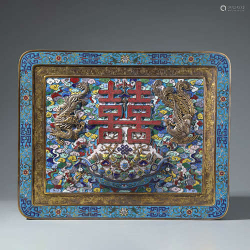A Gilt-Bronze Enamel Cloisonne ‘Xi’ Box And Cover
