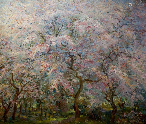 Oil painting Blooming trees Tytarenko Odarka
