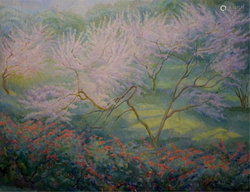 Oil painting Tree blossoms Titarenko Elvira Ivanovna