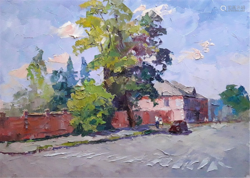 NO RESERVE Oil painting Street Serdyuk Boris Petrovich