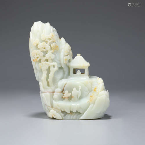 A Carved White Jade Scholar Boulder