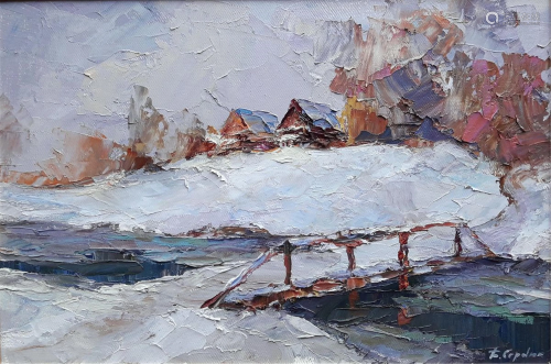 NO RESERVE Oil painting Winter has come Serdyuk Boris