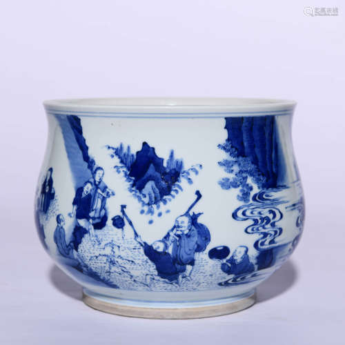 A Blue And White Figures Porcelain Jar