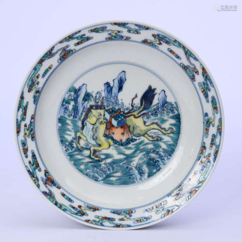 A Doucai Sea And Clouds Porcelain Charger