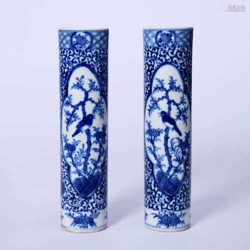 A Pair Of Birds And Flowers Incense Tubes