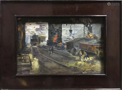 Oil painting At the station