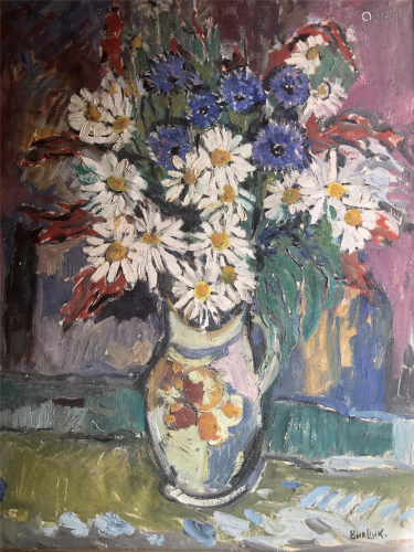 DAVID BURLIUK 1882-1967 STILL LIFE OIL ON CANVAS