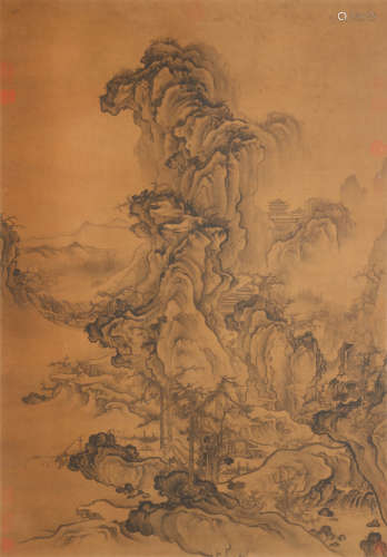 A Chinese Landscape Painting Scroll, Guo Xi Mark