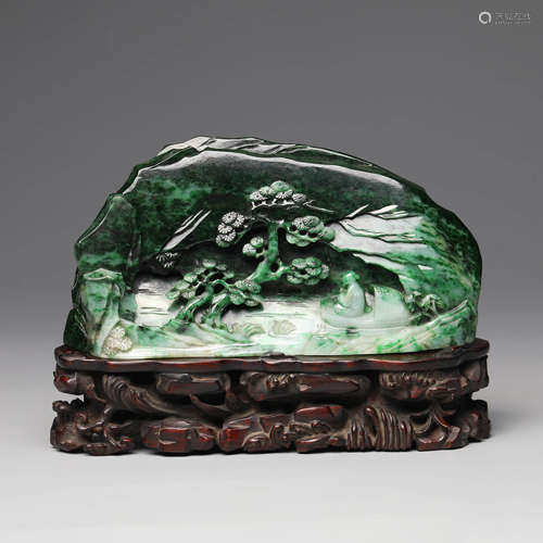 A Carved Jadeite Figure Boulder