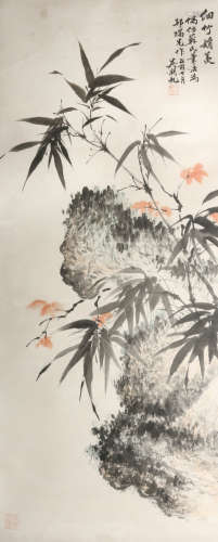 A Chinese Bamboo Painting Scroll, Wu Hufan Mark