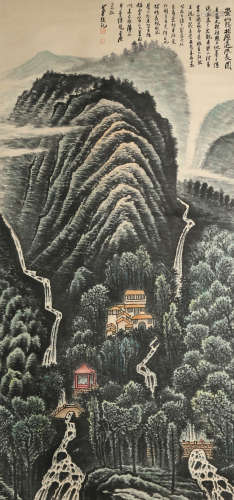 A Fine Chinese Landscape Painting Scroll, Li Keran Mark