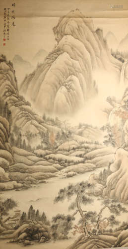 A Chinese Landscape Painting Scroll, Zhao Danlin Mark