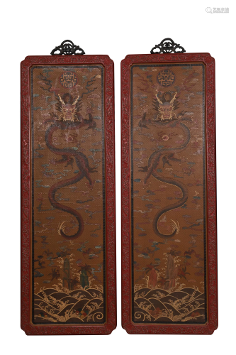 PAIR OF CHINESE COLOR LACQUER DRAGON WALL HANGED