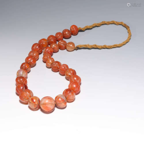 A String Of South Red Agate Necklace