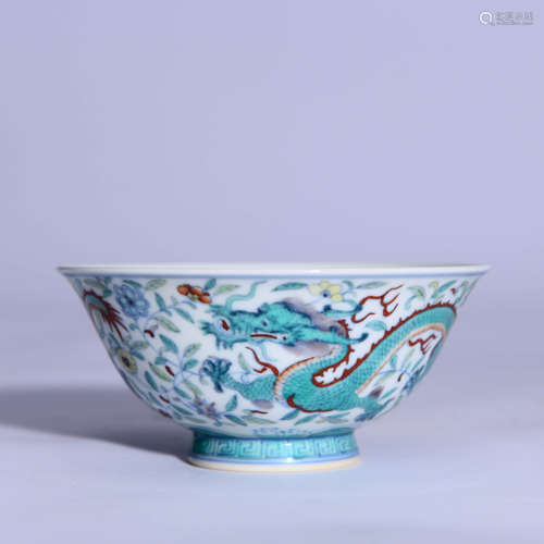 A Doucai Interlocking Flowers Dragon Bowl