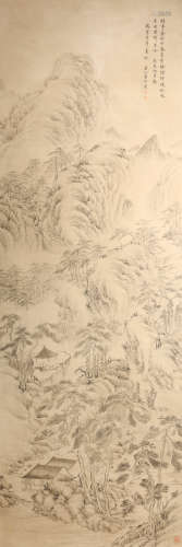 A Chinese Landscape Painting Scroll, Dong Bangda Mark