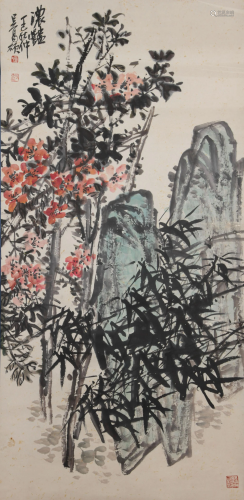 A Chinese Scroll Panting By Wu Changshuo