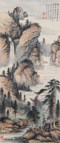 A Chinese Scroll Panting By Huang Junbi
