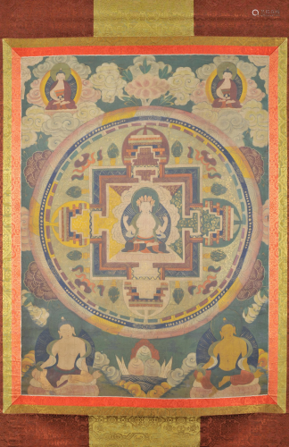 Thangka Depicting Mandala Tibetan Style