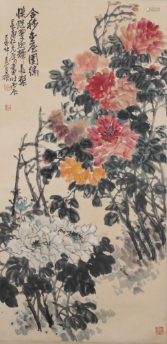 A Chinese Scroll Panting By Wu Changshuo