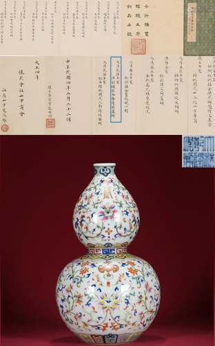 Doucai Lotus Scrolls Double Gourds Vase Qianlong Period
