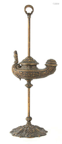 A 19TH CENTURY STYLE ORNATE CAST BRASS ADJUSTABLE WHALE OIL ...