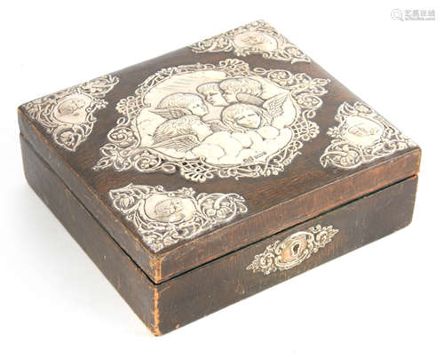 A 19TH CENTURY SILVER MOUNTED LEATHERED JEWELLERY BOX BY JOS...