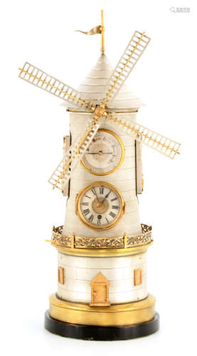 A 19TH CENTURY FRENCH INDUSTRIAL AUTOMATION WINDMILL CLOCK t...