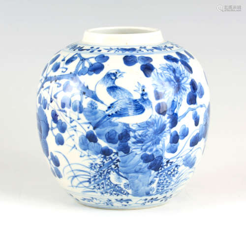 A 19TH CENTURY JAPANESE BLUE AND WHITE PORCELAIN GINGER JAR ...