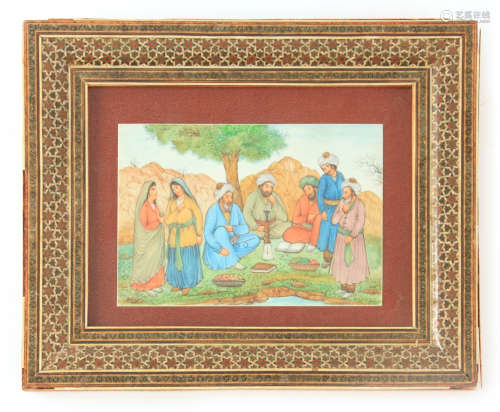 A FINE LATE 19TH CENTURY INDIAN PAINTED IVORY PANEL depictin...